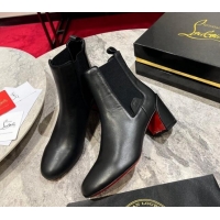 Inexpensive Christian Louboutin Turelastic Heel Ankle Boots 5.5cm in Calf Leather Black 103072