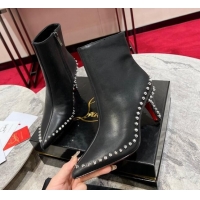 Buy New Cheap Christian Louboutin Vidura Ankle Boots 8.5cm in Brown Suede with Studs Black 120060