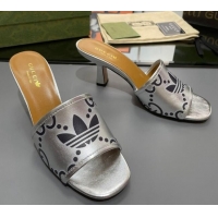 Trendy Design adidas x Gucci Leather Slide Sandals 7.5cm Silver 3020830