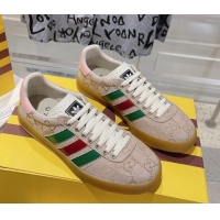 Best Grade adidas x Gucci Gazelle GG Canvas Low-top Sneakers in GG Canvas Light Pink 106117