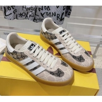 Perfect adidas x Gucci Gazelle GG Canvas Low-top Sneakers in GG Canvas Grey 106119