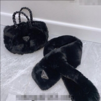 Buy Inexpensive Prada Fur Bag and Scarf PA1123 Black 2023