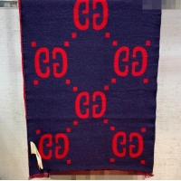 Good Product Gucci Jumbo GG Wool Scarf 35x190cm G1206 Blue/Red 2023