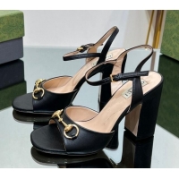 Most Popular Gucci Horsebit High Heel Sandals 9cm in Leather Black 215118