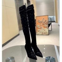 Top Design Gucci Heel High Boots 8cm in GG Stretch Fabric Black 218012