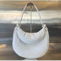 Famous Brand Bottega Veneta Large Gemelli Shoulder Bag in Intrecciato Leather 764053 White 2023