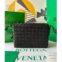 Famous Brand Bottega Veneta Small Loop Camera Bag in Intrecciato Leather 736130 Black 2023