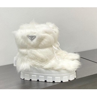 Unique Style Prada Wool Apres-Ski Ankle Boots White 026035
