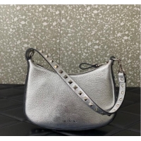 Reasonable Price VALENTINO Rockstud calfskin small HOBO bag AG098 Silver