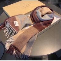 Well Crafted Burberry Check Cashmere Scarf with Knight Logo 35x180cm BR122101 Brown 2023