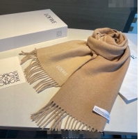 Super Quality Loewe Wool Cashmere Scarf 30x180cm LE122101 Camel Brown 2023