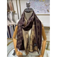 Classic Gucci Wool and Gold-Tone Long Scarf 50x195cm GG122102 Coffee 2023