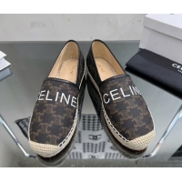 Discount Fashion Celine Flat Espadrilles in Triomphe Canvas with Celine Signature Brown 204092