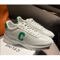 Good Product Celine Runner CR-02 Low Lace-up Sneakers in Calfskin White/Green 1218103