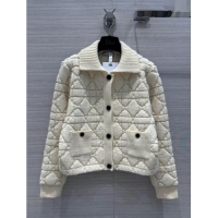 Best Price Dior Cannage Jacket in White Technical Wool and Cashmere Knit CD2421 2023