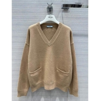 Top Grade Prada Cashmere Sweater P112438 Light Brown 2023