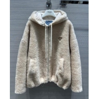 Buy Discount Prada Shearling Fur Coat P112902 Beige 2023