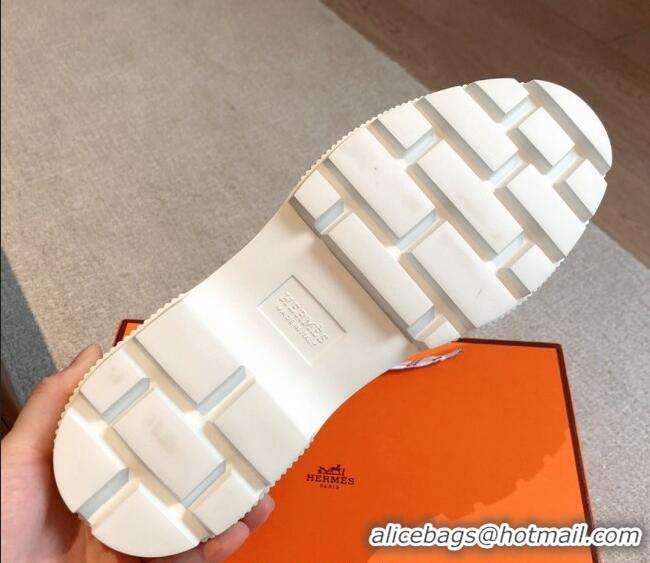 Best Grade Hermes Fresh Ankle Boots in Light Fabric White 215023