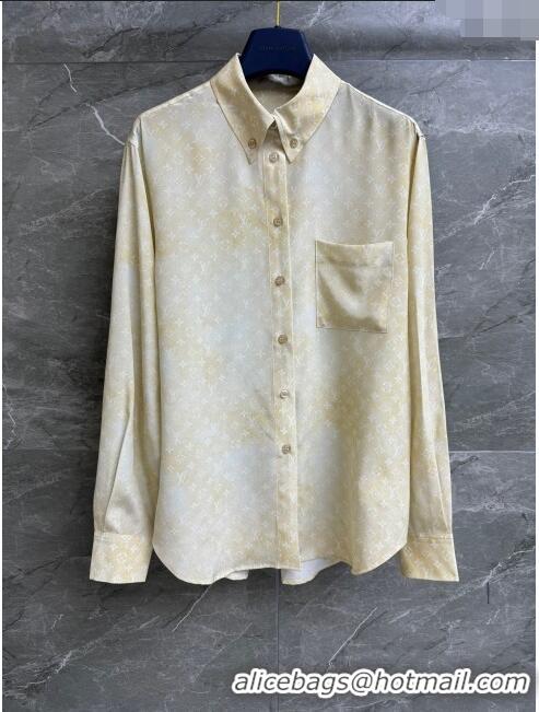 Reasonable Price Louis Vuitton Monogram Cloud Shirt in Silk 1AFDLK Yellow 2023
