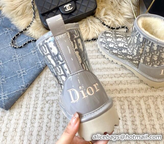 Good Looking Dior PVC Snow Boots with Oblique Embroidery Grey 218116