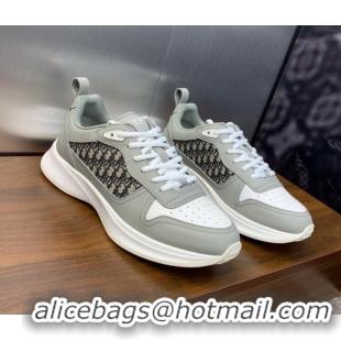 Best Grade Dior Men's B25 Runner Sneakers in Grey Smooth Calfskin and Dior Oblique Jacquard 2106023