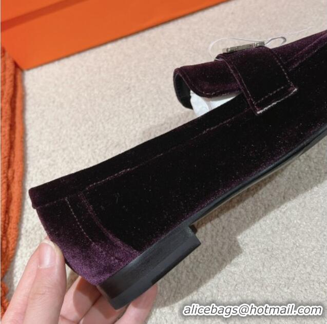 Popular Style Hermes Paris Loafers in Velvet Purple 0104038