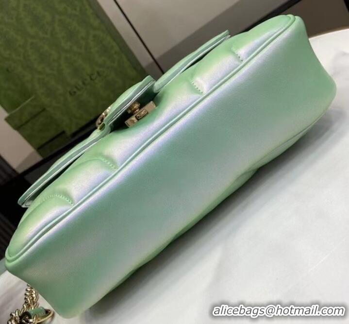 New Design Gucci GG MARMONT SMALL SHOULDER BAG 443497 Green iridescent