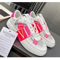 Low Price alentino VL7N Low Banded Calfskin and Mesh Sneakers Dark Pink 121126