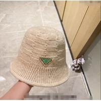 Fashion Luxury Prada Knit Bucket Hat PA1108 Beige 2023