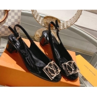 Pretty Style Louis Vuitton Madeleine Slingback Pumps 4.5cm in Patent Leather with LV Circle Black 204036