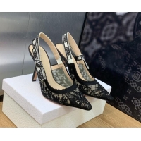 aaaaa Dior J'Adior Slingback Pumps 9.5cm in Transparent Mesh Embroidered with Black Butterfly Motif 202004