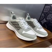 Best Grade Dior Men's B25 Runner Sneakers in Grey Smooth Calfskin and Dior Oblique Jacquard 2106023