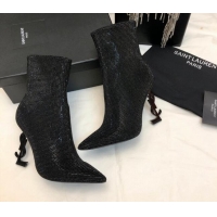 Sophisticated Saint Laurent Opyum Heel Ankle Boots 10.5cm in Crystals Allover All Black 108085