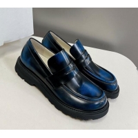 Best Price Loewe Blaze loafers in bicolour brushed-off calfskin Royal Blue/Black 1205070