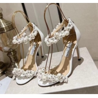 Good Product Jimmy Choo LOVE Sandals 8cm/10cm in Leather with Pearls White 109055