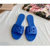 Low Price Dolce & Gabbana DG TPU Flat Slide Sandals Blue 105081