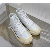 Top Quality Celine AS-02 Mid Lace-up Alan Platform Sneakers 4cm with Studs in Calfskin White/Beige 0103127
