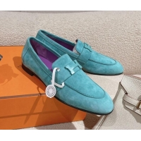 Good Quality Hermes Paris Loafers in Suede Lake Blue 0104049