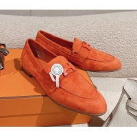 Grade Quality Hermes Paris Loafers in Suede All Orange 0104050
