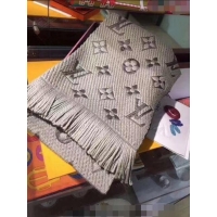 Promotional Louis Vuitton Logomania Wool Long Scarf with Fringe 30x168cm M74742 Grey 2024