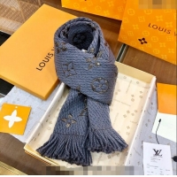 Trendy Design Louis Vuitton Logomania Wool Long Scarf with Fringe 30x175cm LV011003 Grey/Gold 2024