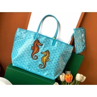 New Fashion Maison Goyard Anjou Reversible Bag Embroidered Hippocampus Japonicus GM 2399 Tiffany Blue 2024