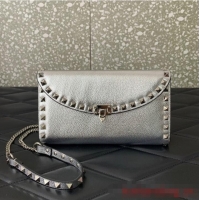Luxurious Fashion VALENTINO GARAVANI Loco Calf leather bag 0059 Silver