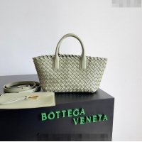 Modern Grade Bottega Veneta Mini Cabat Tote Bag in Intreccio Leather 709464 Travertine Green 2023
