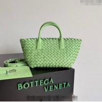 Luxurious Bottega Veneta Mini Cabat Tote Bag in Intreccio Leather 709464 Light Green 2023