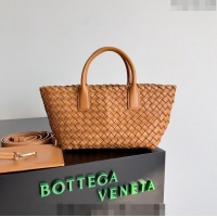 Popular Style Bottega Veneta Mini Cabat Tote Bag in Intreccio Leather Caramel 709464 Brown 2023