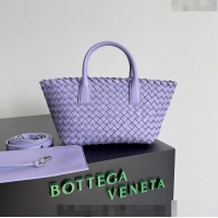 Top Grade Bottega Veneta Mini Cabat Tote Bag in Intreccio Leather 709464 Purple 2023