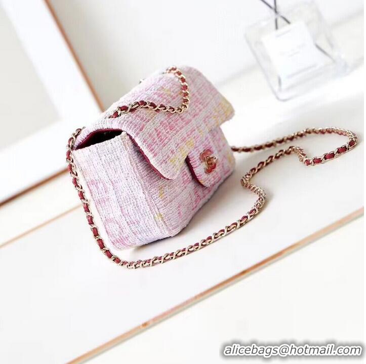 Famous Brand Chanel 24C Mini CocoTweed CLUTCH WITH CHAIN AS4152 Pink