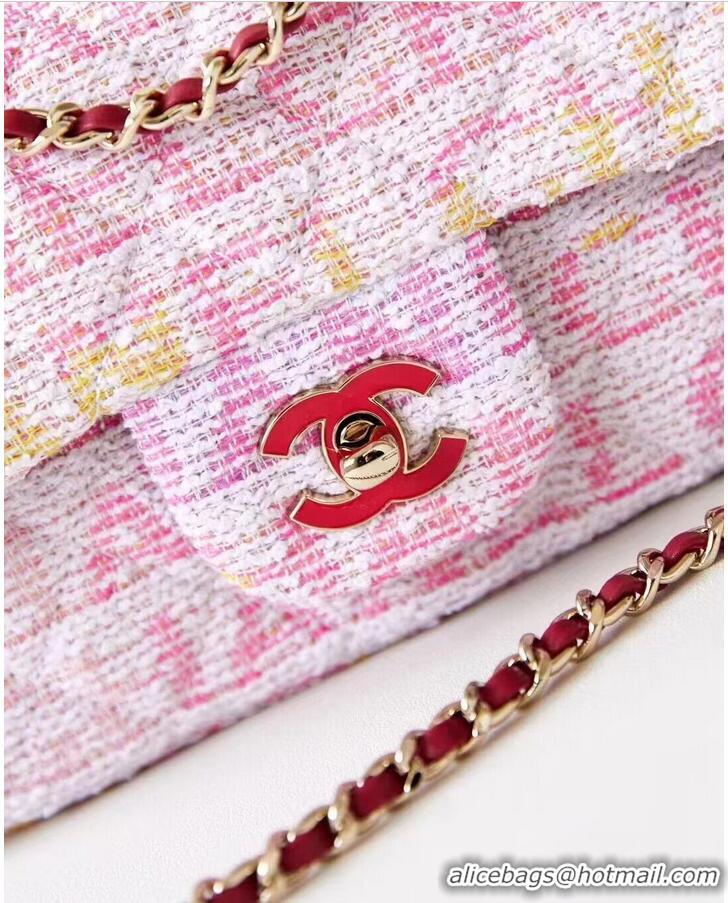 Famous Brand Chanel 24C Mini CocoTweed CLUTCH WITH CHAIN AS4152 Pink