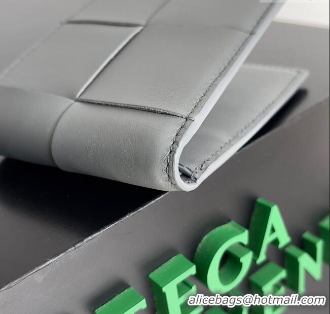 Buy Cheap Bottega Veneta Cassette Bi-Fold Wallet in Intreccio Calfskin Leather 649603 Grey 2024